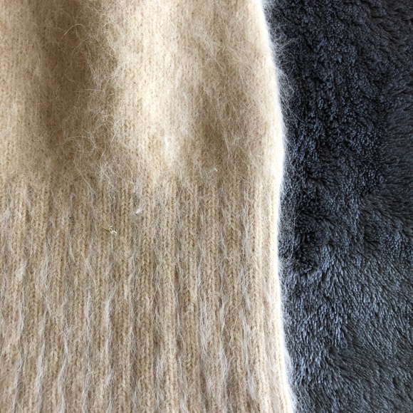 Folding Beige Fuzzy Turtleneck Sweater - Picture 2 of 2